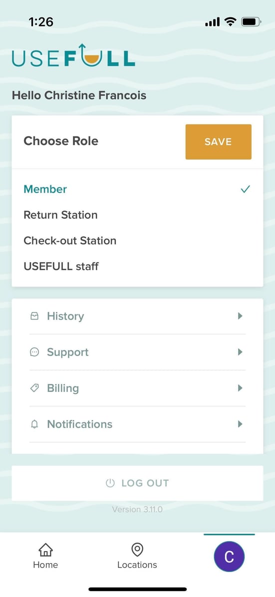 What are the different modes/roles in the USEFULL app?
